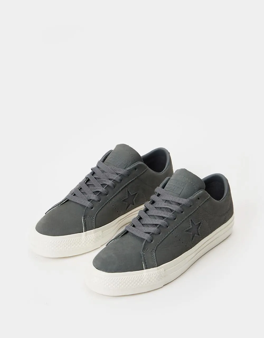 Converse One Star Pro Nubuck Leather Skate Shoes - Iron Grey/Iron Grey/Egret