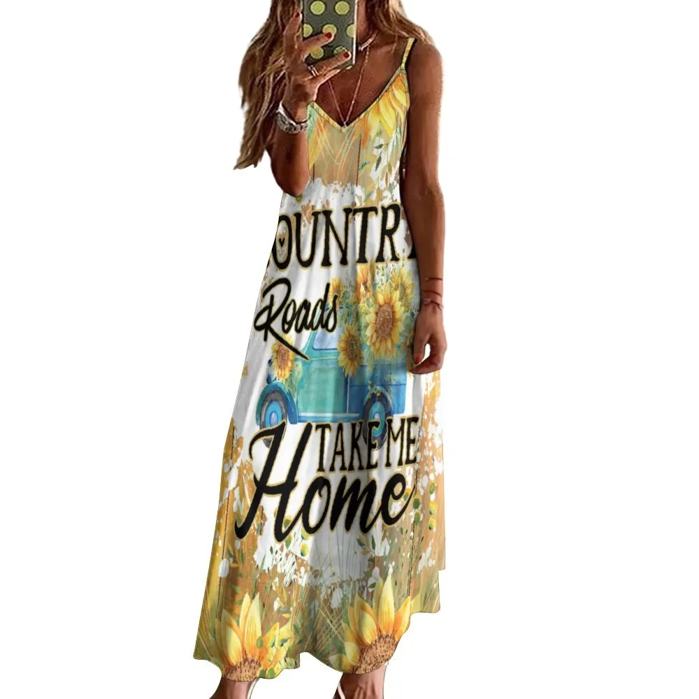 Country Roads Take me Home Spaghetti Strap Ankle-Length Dress Long dress