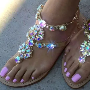 Crystal Bloom Jeweled Sandals