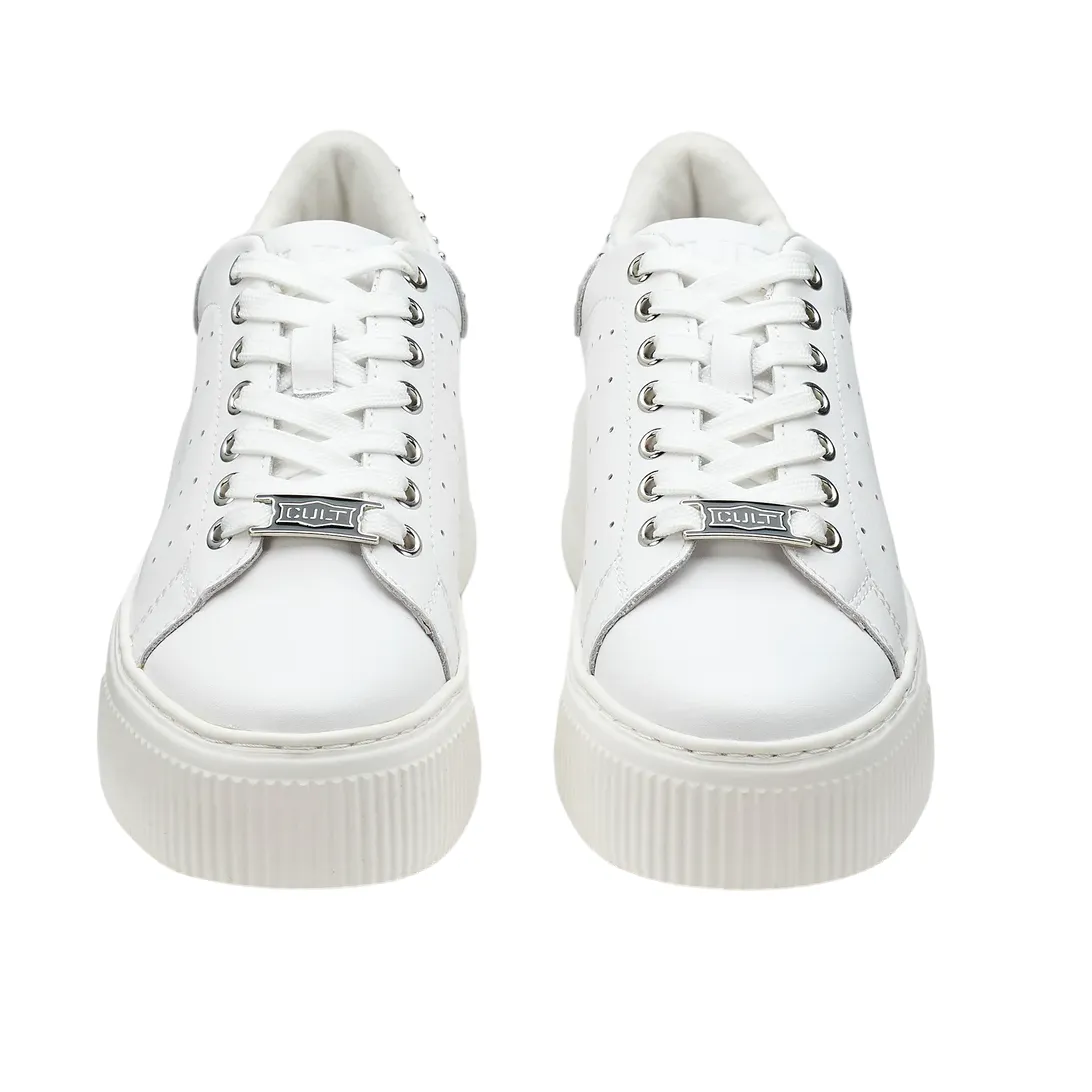 Cult scarpa sneakers da donna con borchie argento Perry 4236 CLW423600 bianco