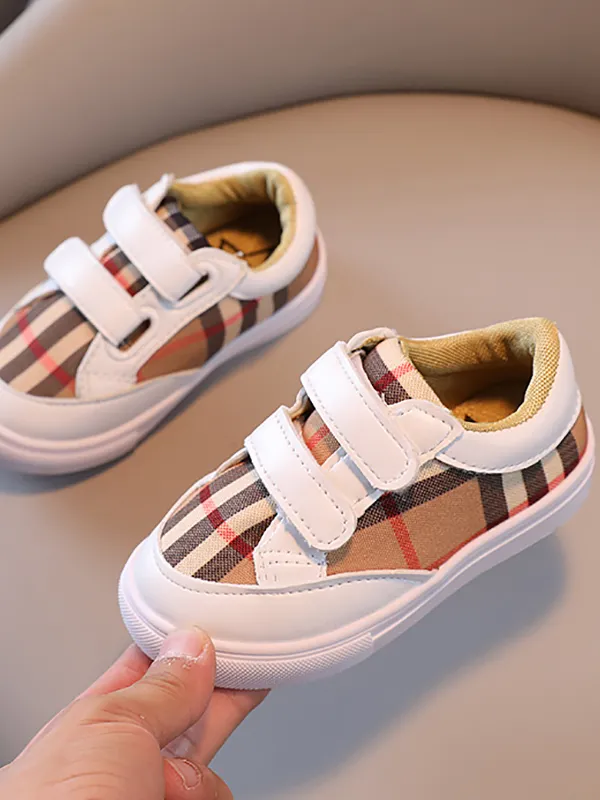 Designer Inspired Plaid Velcro Sneakers by Liv and Mia