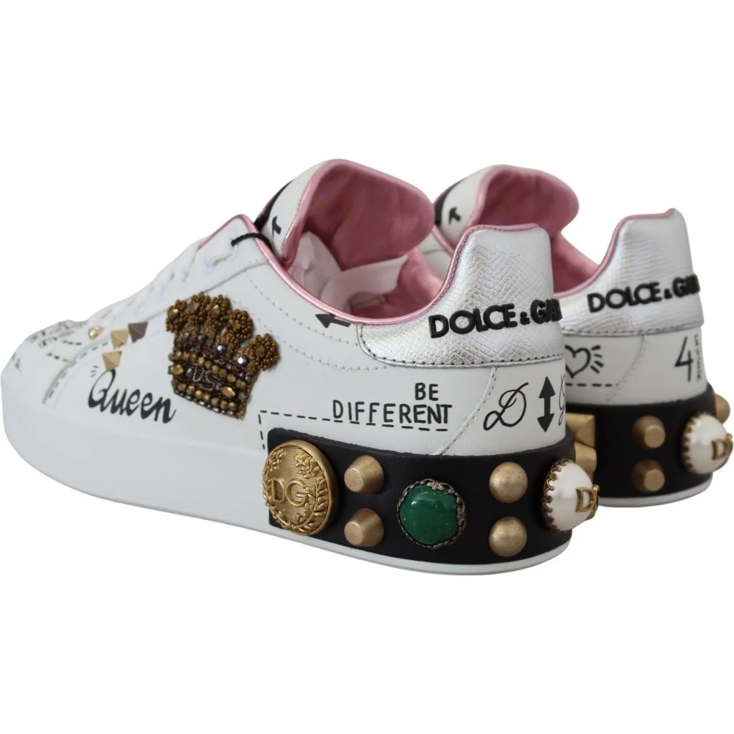 Dolce & Gabbana Queen Crown Chic Leather Sneakers