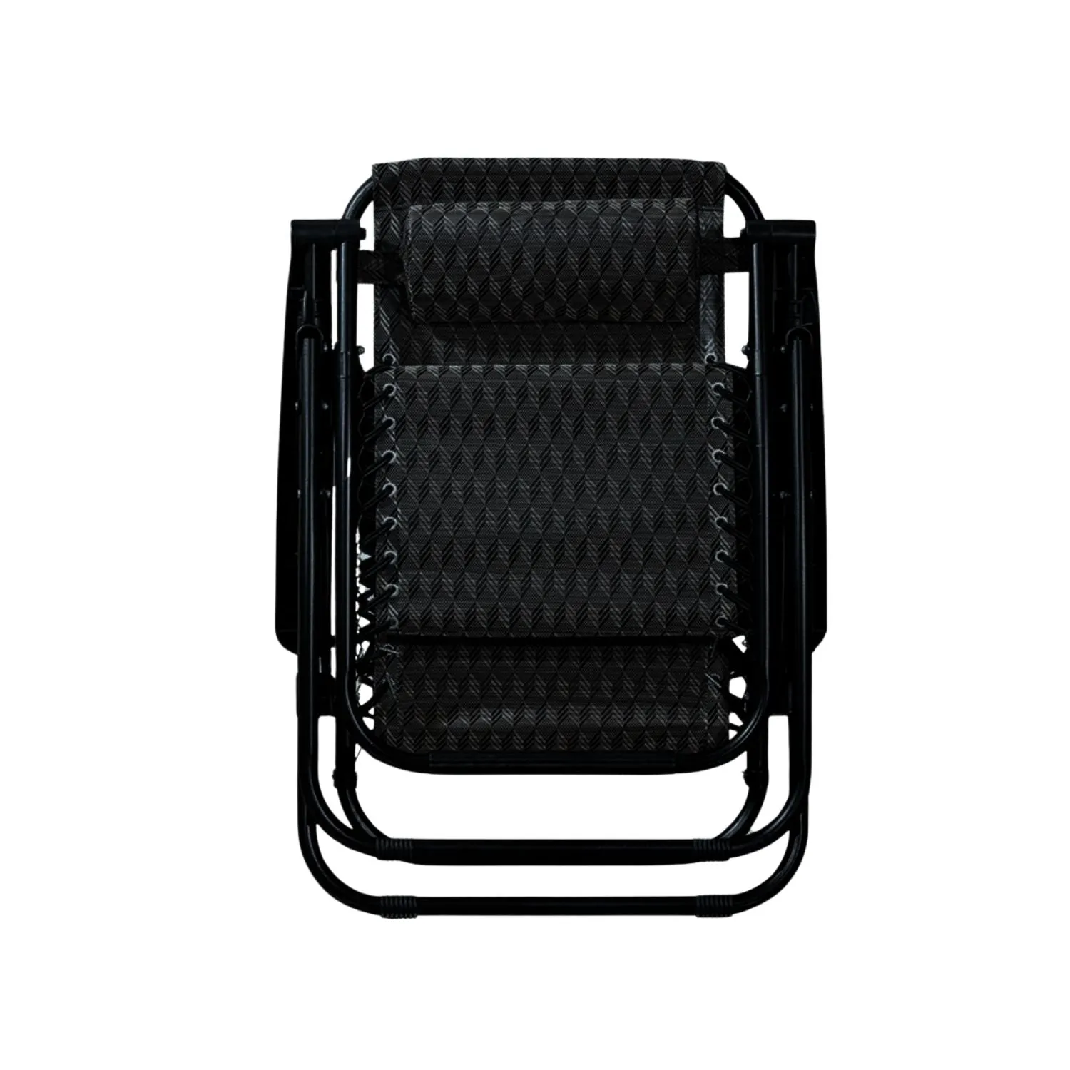 Durable Foldable Reclining Camping Chair with Mesh, Black