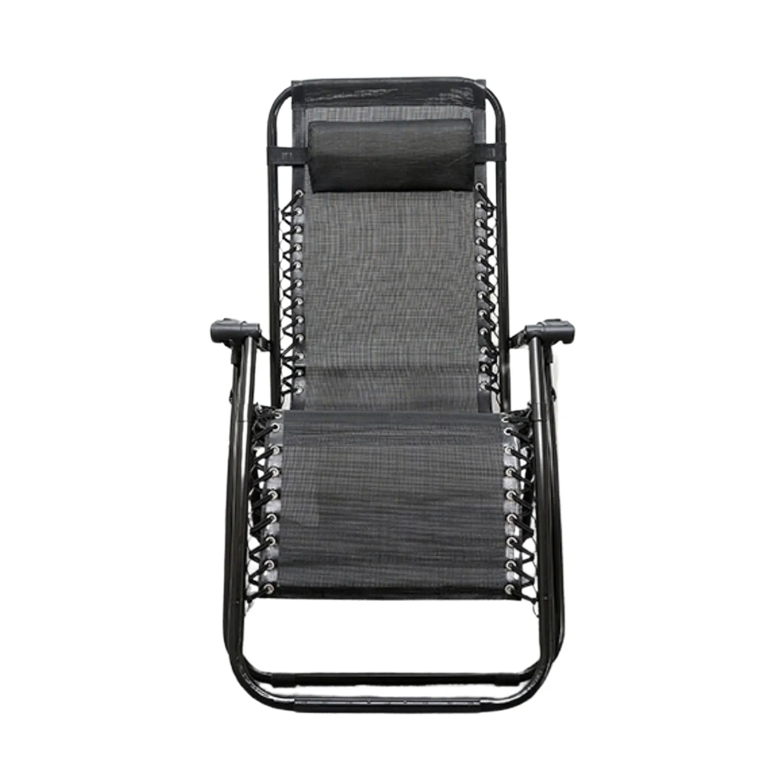 Durable Foldable Reclining Camping Chair with Mesh, Black