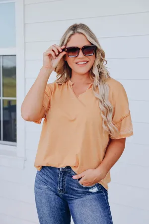 Easy Goin' Mineral Washed Top - Gold Mustard