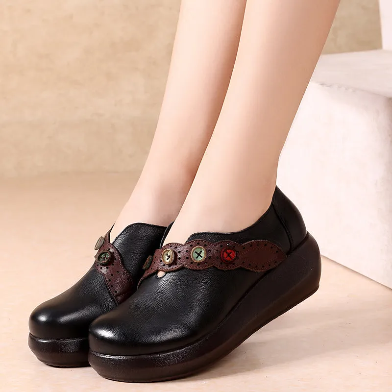 Ethnic Wedge Mid-Heel Retro Shoes | Gift Shoes