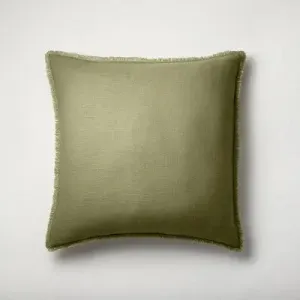 Euro Heavyweight Linen Blend Throw Pillow Moss Green - Casaluna