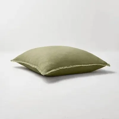 Euro Heavyweight Linen Blend Throw Pillow Moss Green - Casaluna