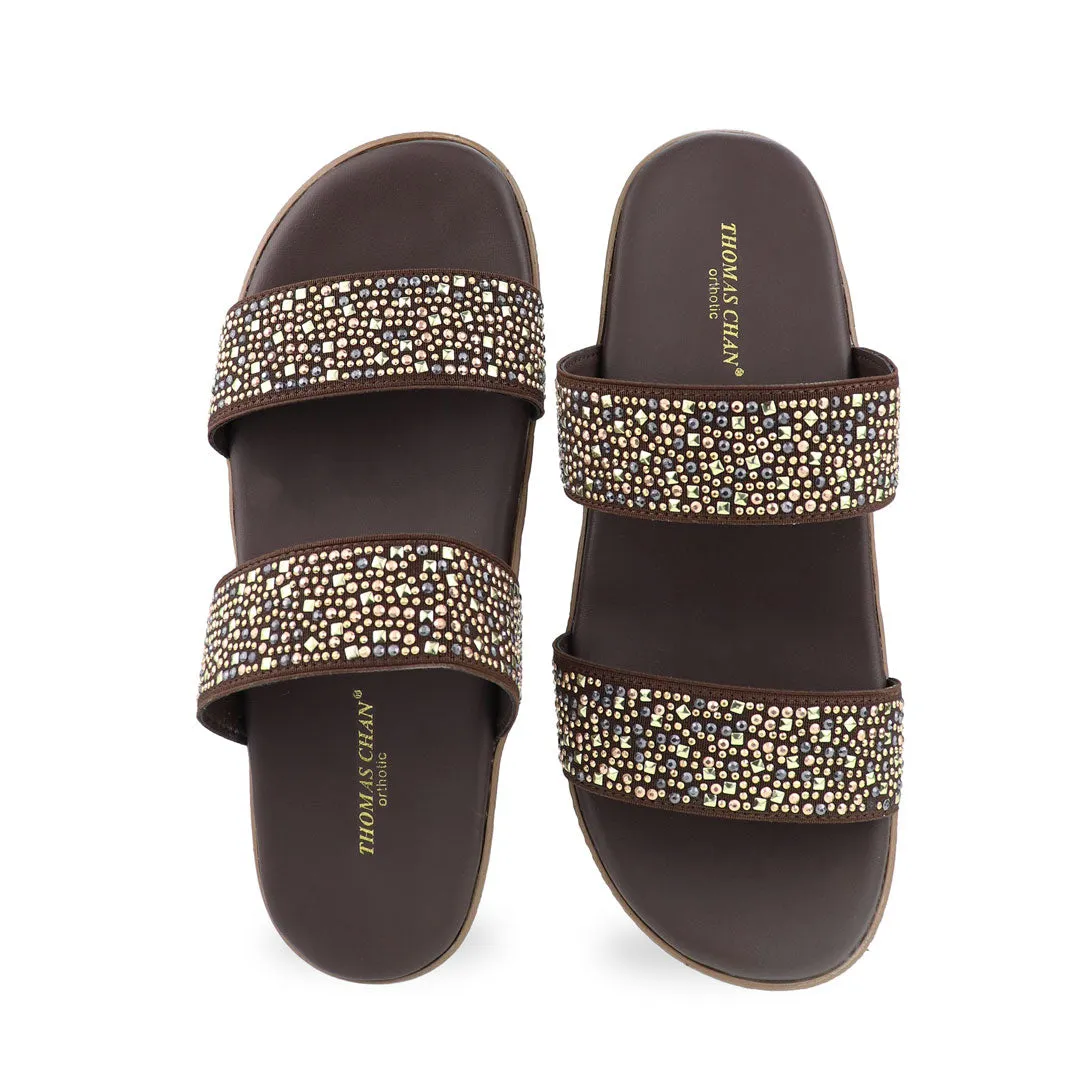 [EXTRA 20% off at cart] Strappy Rhinestone Flatform Sandals