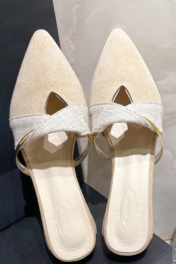 Fashionable Outer Wear Pointed Toe Simple Thick Heel Shoes