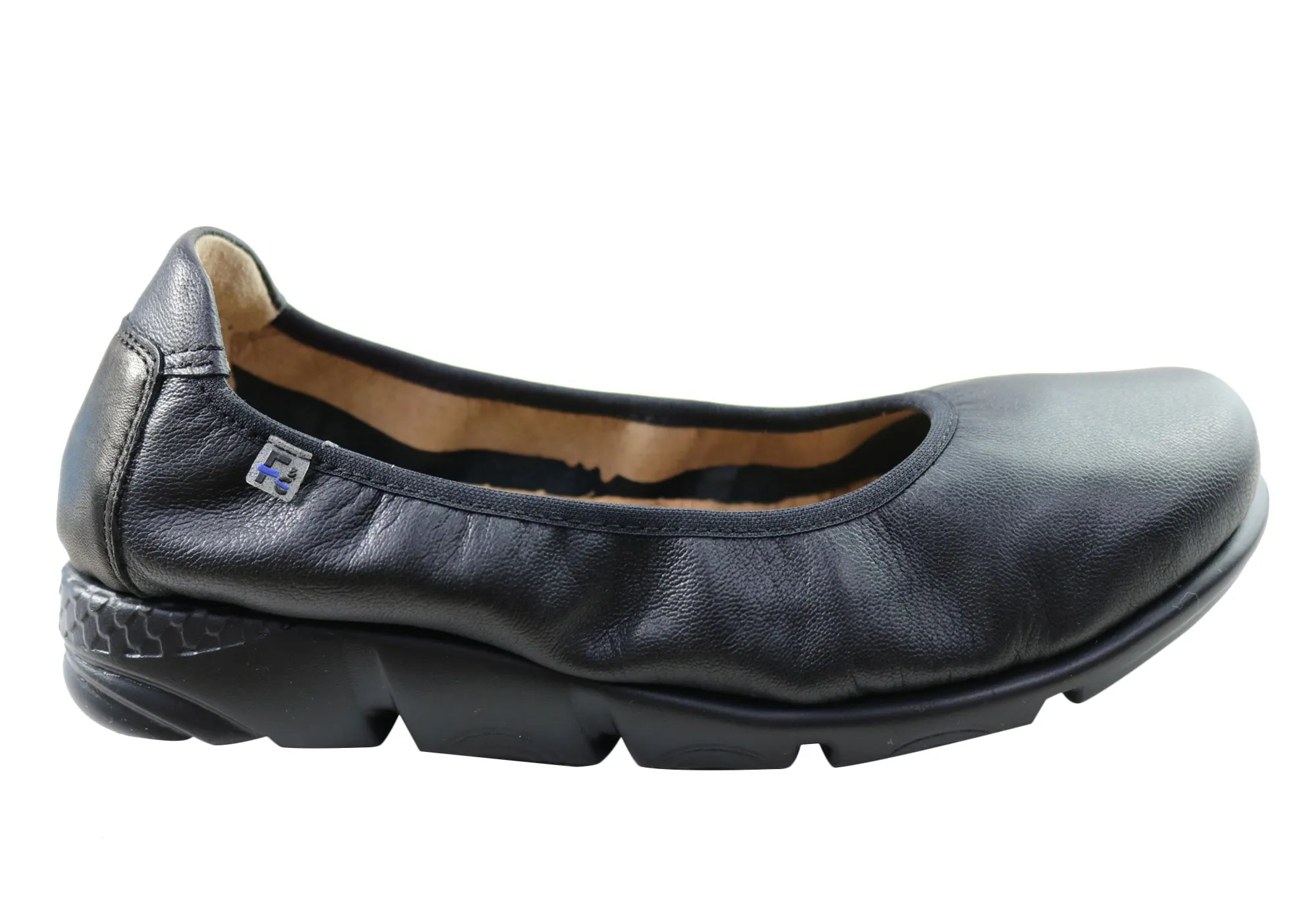 Flex & Go Akiko Womens Leather Ballet Flats Shoes Made In Portugal