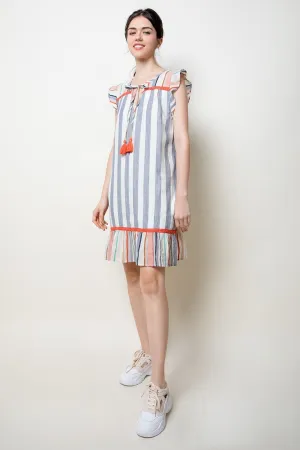 Flutter Sleeve Stripe Dress