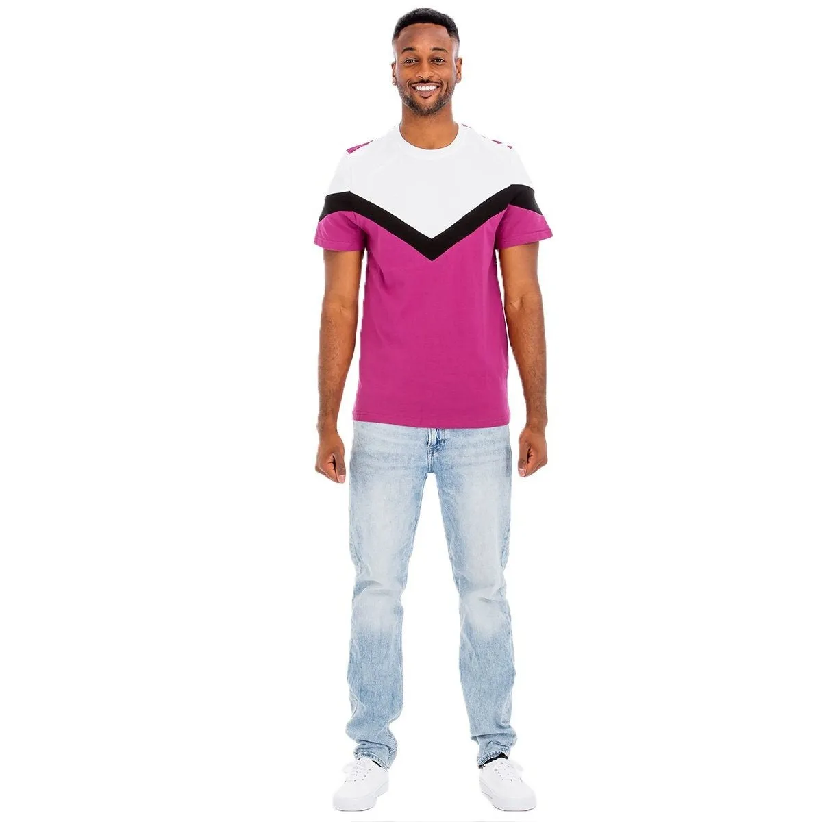 Fuchsia Chevron Colorblock Tee