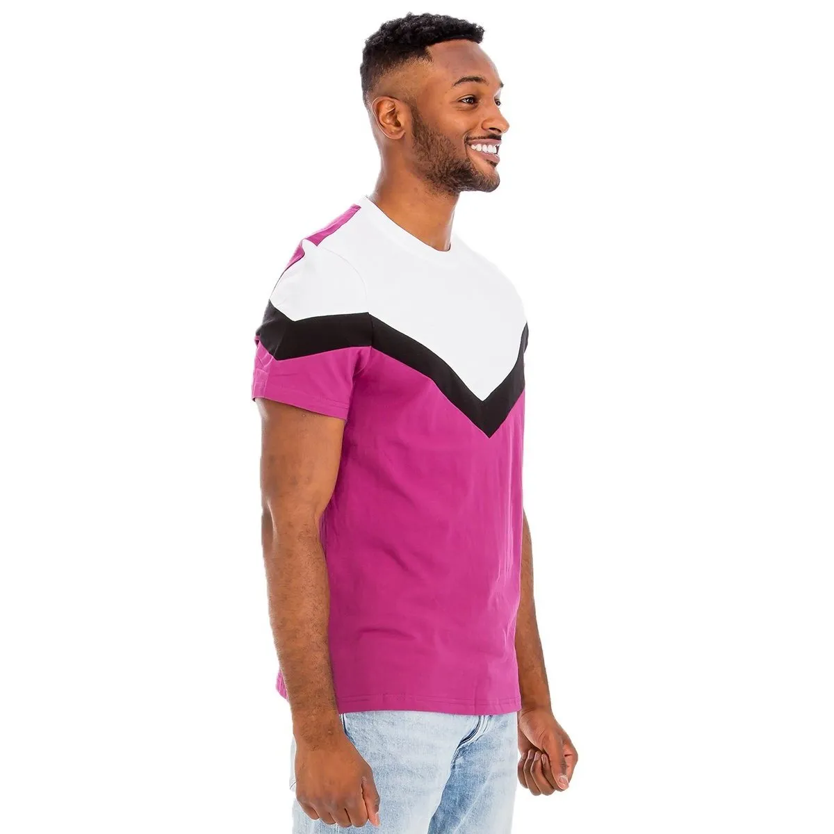 Fuchsia Chevron Colorblock Tee