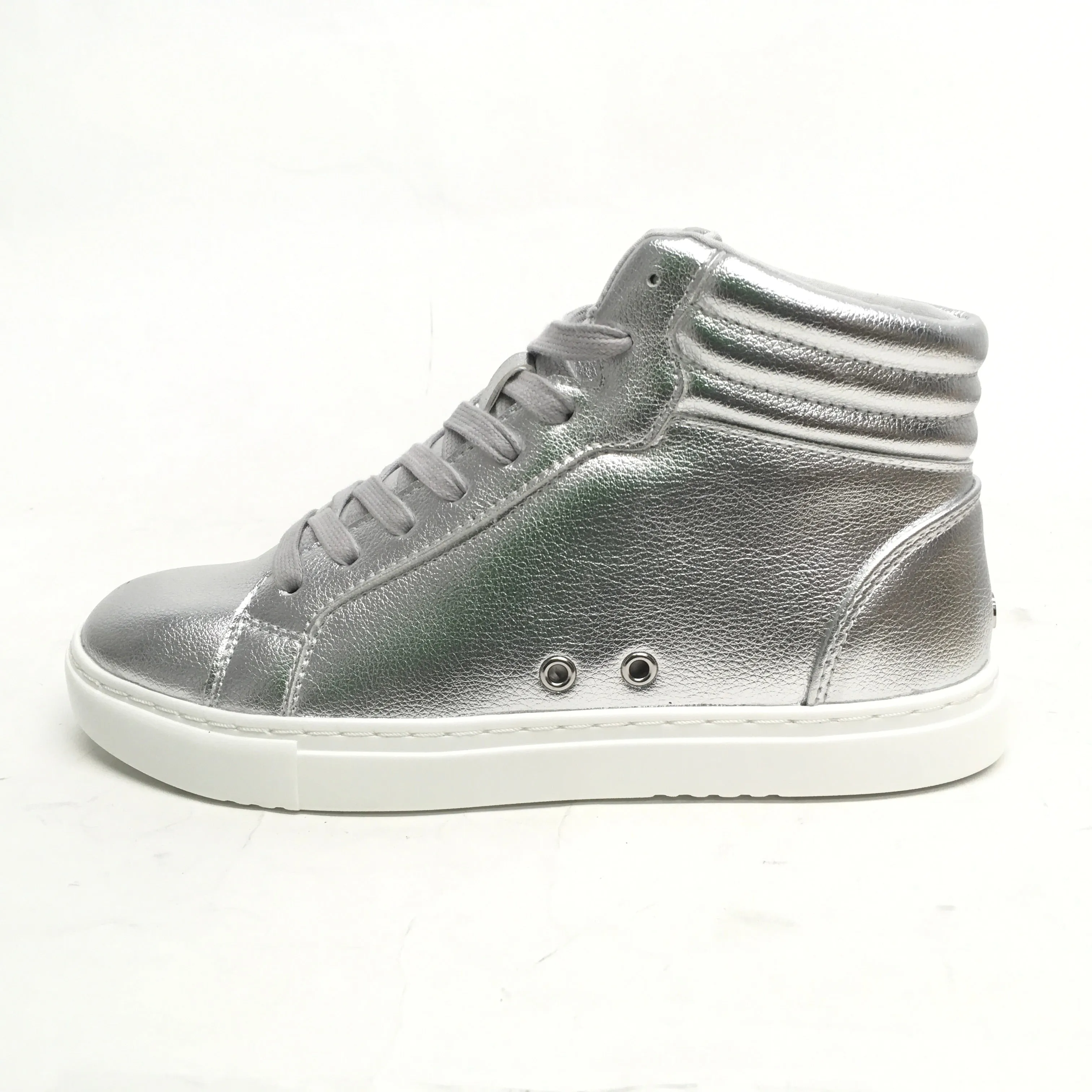 Fuego: High-Top Dance Sneaker | Silver Vegan | MED | Flat Full Rubber Sole | VEGAN