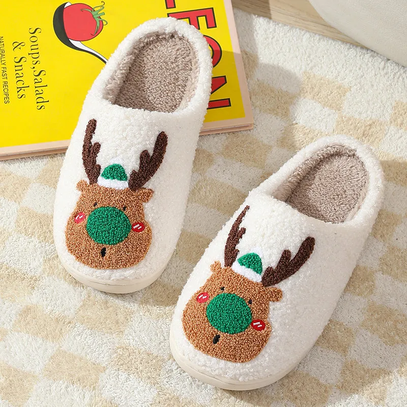 Fun Cute Cartoon Illustrated Comfort Cozy Plush Fluffy Fur Slip On Cushion Slippers