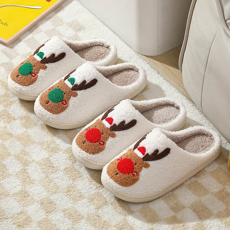 Fun Cute Cartoon Illustrated Comfort Cozy Plush Fluffy Fur Slip On Cushion Slippers