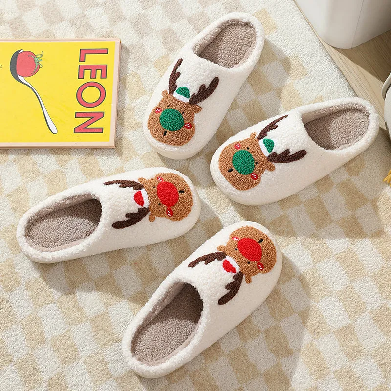 Fun Cute Cartoon Illustrated Comfort Cozy Plush Fluffy Fur Slip On Cushion Slippers