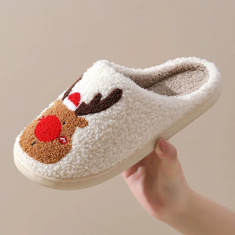 Fun Cute Cartoon Illustrated Comfort Cozy Plush Fluffy Fur Slip On Cushion Slippers