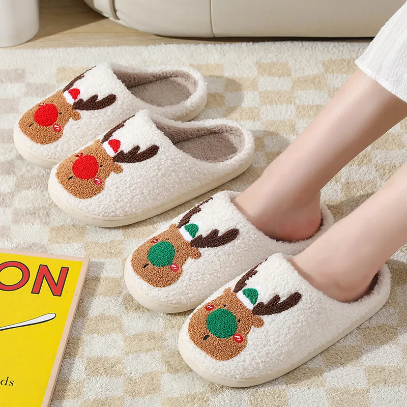 Fun Cute Cartoon Illustrated Comfort Cozy Plush Fluffy Fur Slip On Cushion Slippers