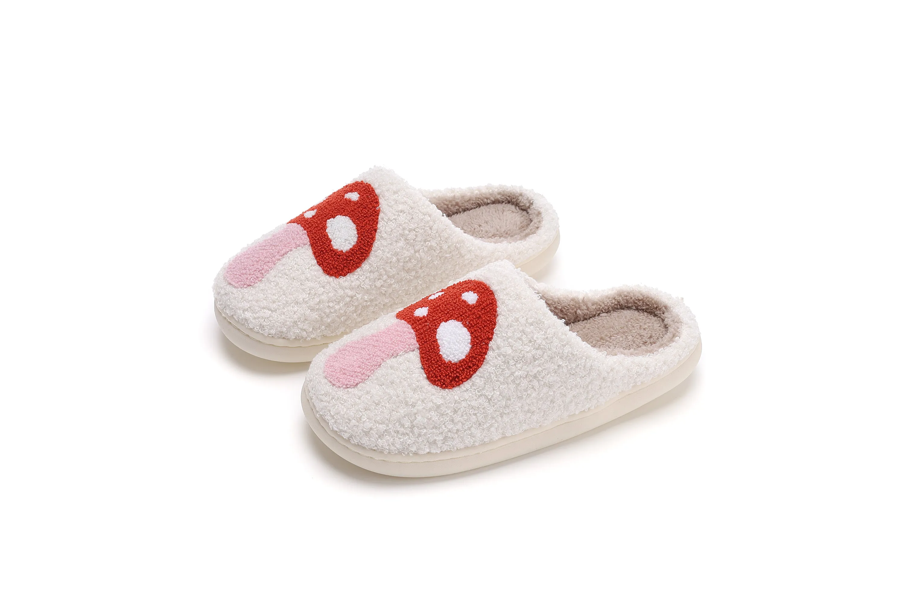 Fun Cute Cartoon Illustrated Comfort Cozy Plush Fluffy Fur Slip On Cushion Slippers