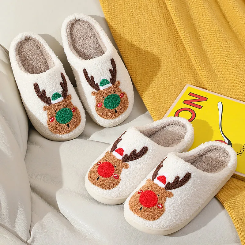 Fun Cute Cartoon Illustrated Comfort Cozy Plush Fluffy Fur Slip On Cushion Slippers