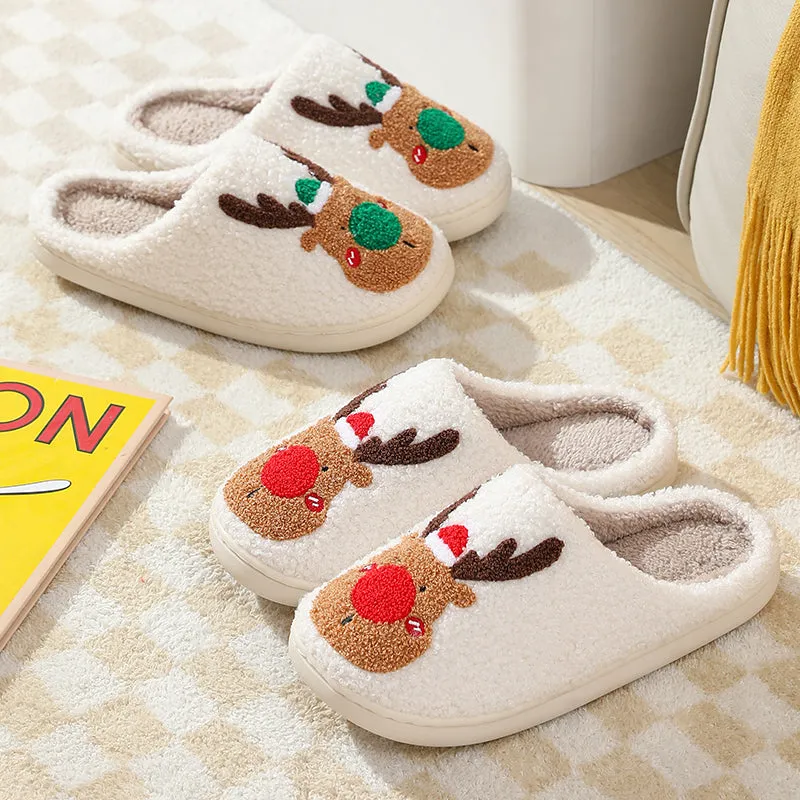 Fun Cute Cartoon Illustrated Comfort Cozy Plush Fluffy Fur Slip On Cushion Slippers