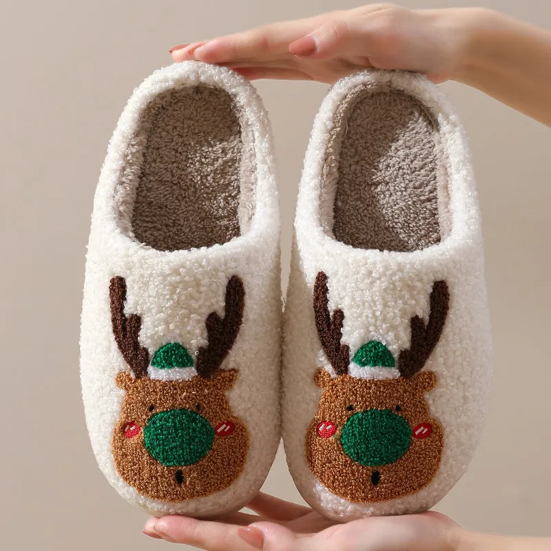 Fun Cute Cartoon Illustrated Comfort Cozy Plush Fluffy Fur Slip On Cushion Slippers