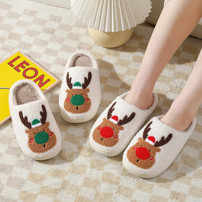 Fun Cute Cartoon Illustrated Comfort Cozy Plush Fluffy Fur Slip On Cushion Slippers