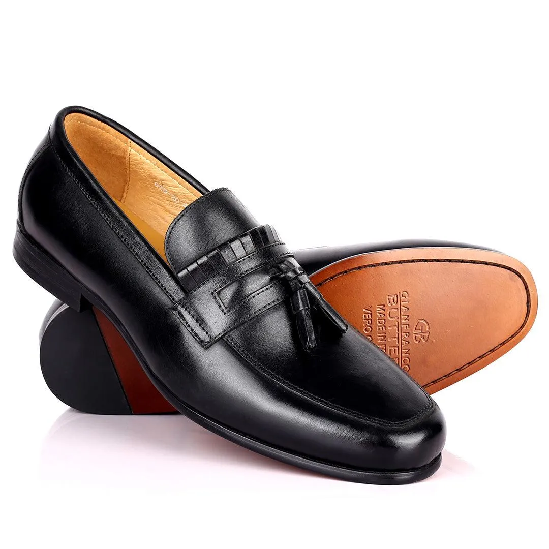 Gian Elegant Fringe Designed Loafers Shoe - Black