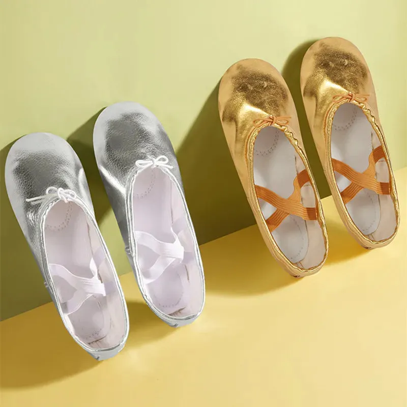 Girls Ballet Shoes Gold Silver Soft Sole Dance Slippers Children Practise Ballerina Gymnastics Shoes