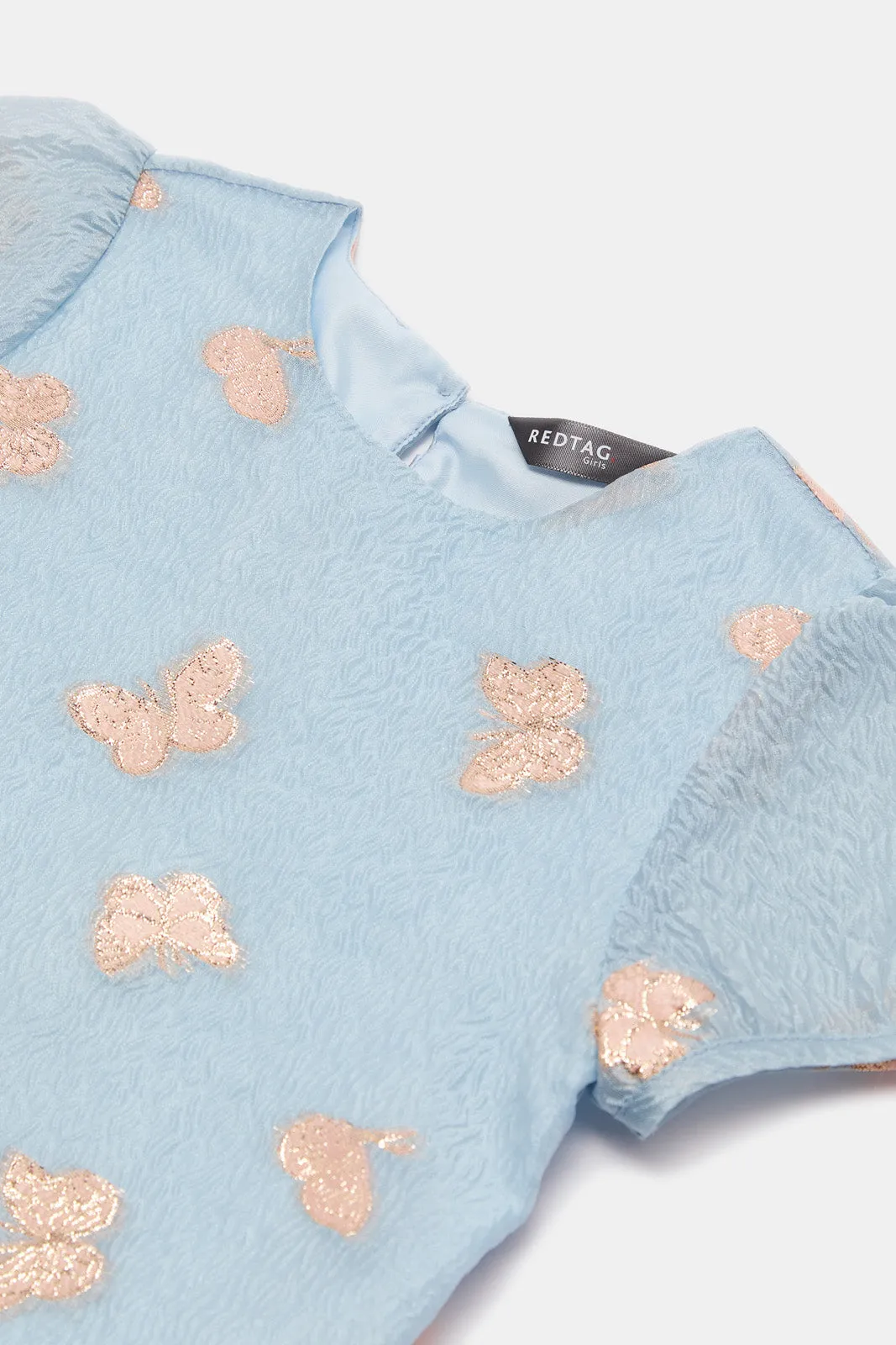 Girls Blue Butterfly Print Blouse