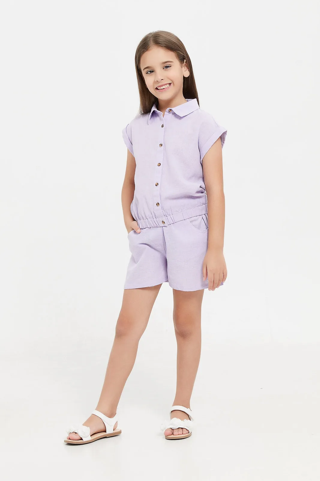 Girls Lilac Cotton Short