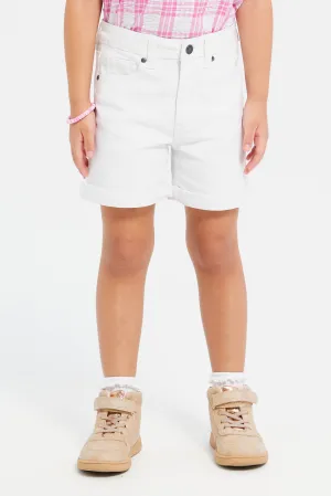 Girls White Denim Shorts