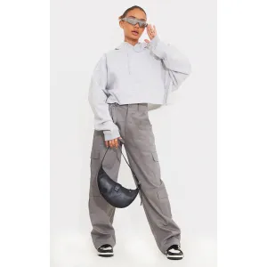 Grey Belted Cargo Straight Leg Trousers