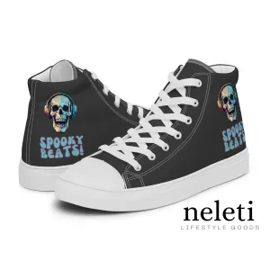 Halloween Shoes for Men: Spooky Beats Eclipse High Top Canvas Shoes