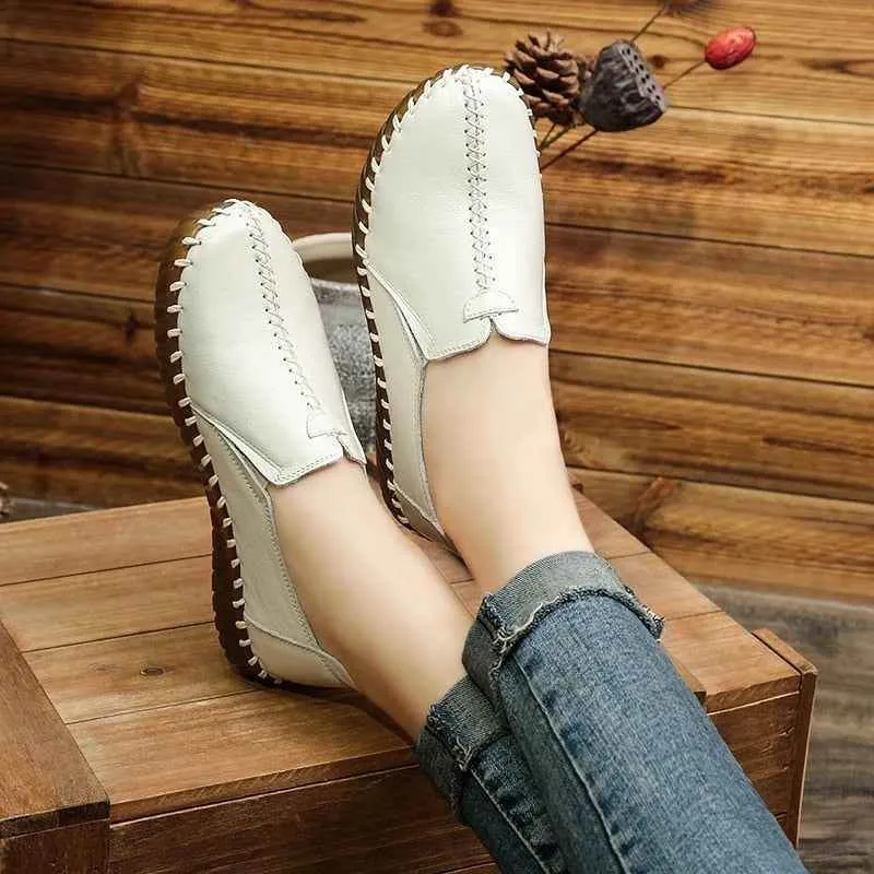 Handmade Leather Sneaker Women's Casual Shoes LRSS04 Loafers