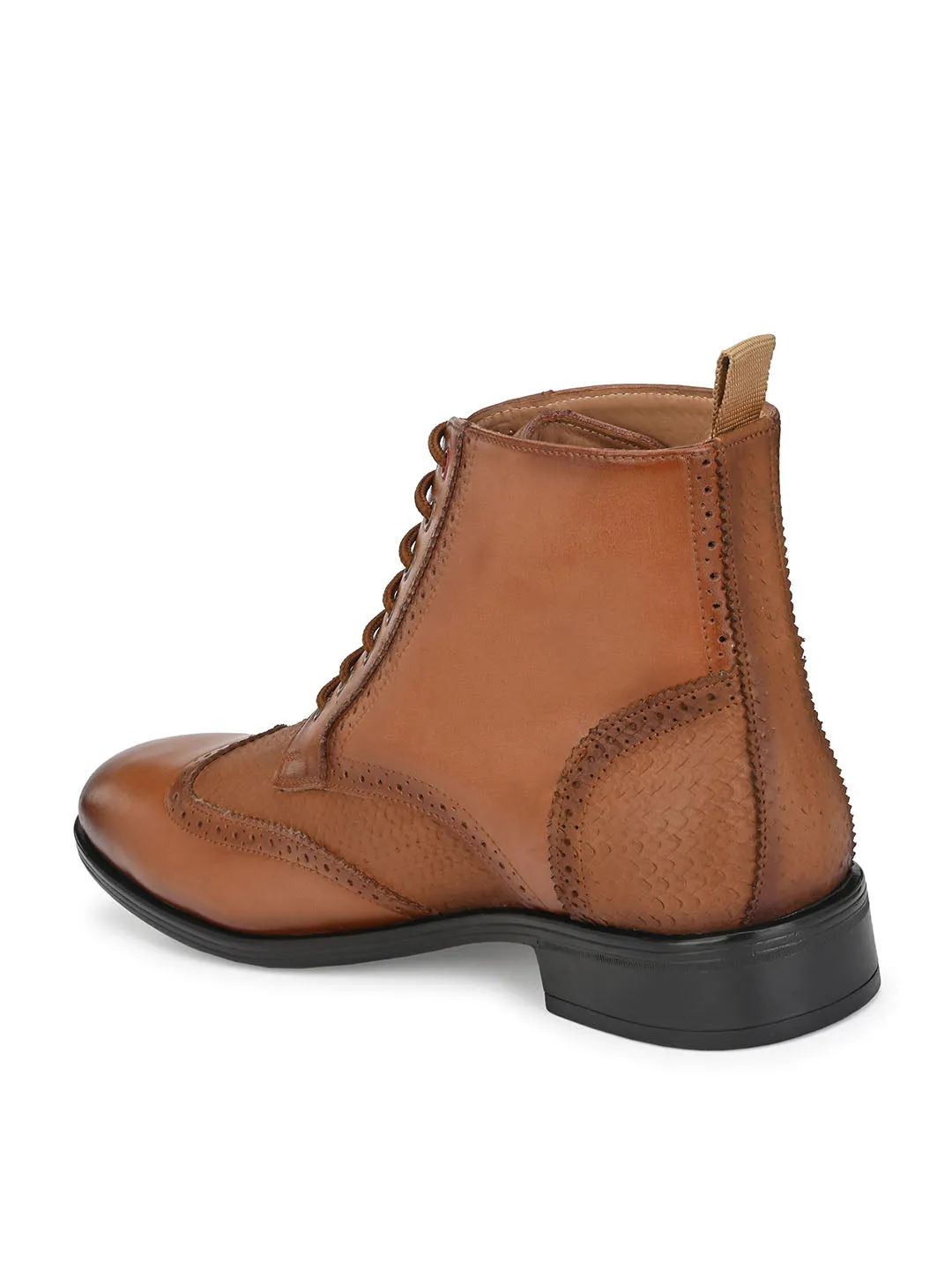 Hitz Men's Tan Leather Lace-up Ankle Boot Shoes