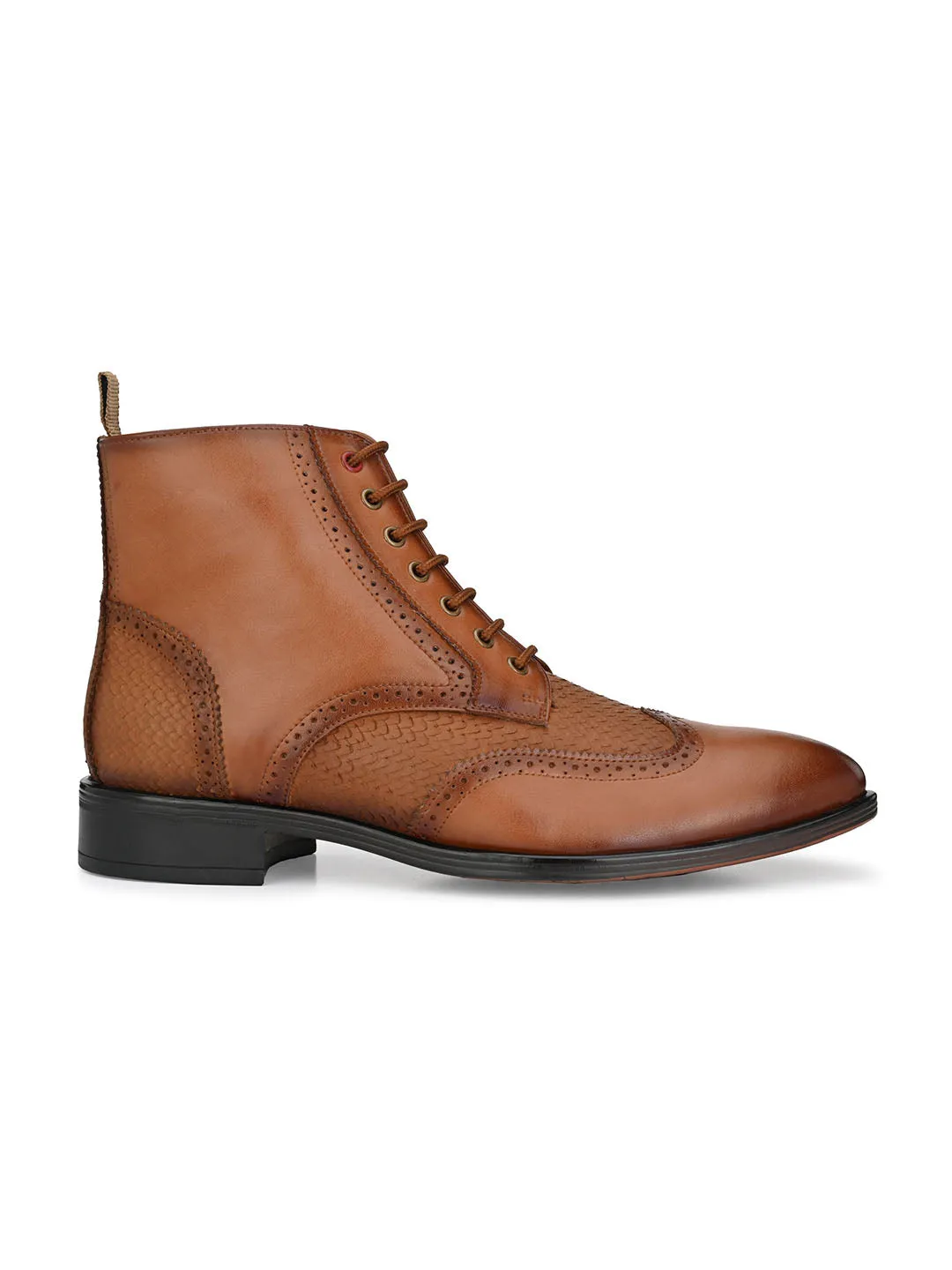 Hitz Men's Tan Leather Lace-up Ankle Boot Shoes