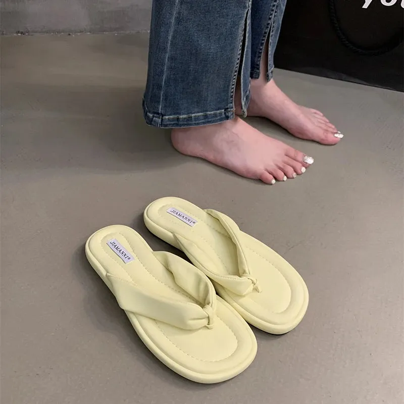 Hnzxzm 2024 Summers Women Slippers Fashion Elegant Clip Toe Soft Sole Flats Slides Shoes Ladies Outdoor Beach Sandalias Flip Flop