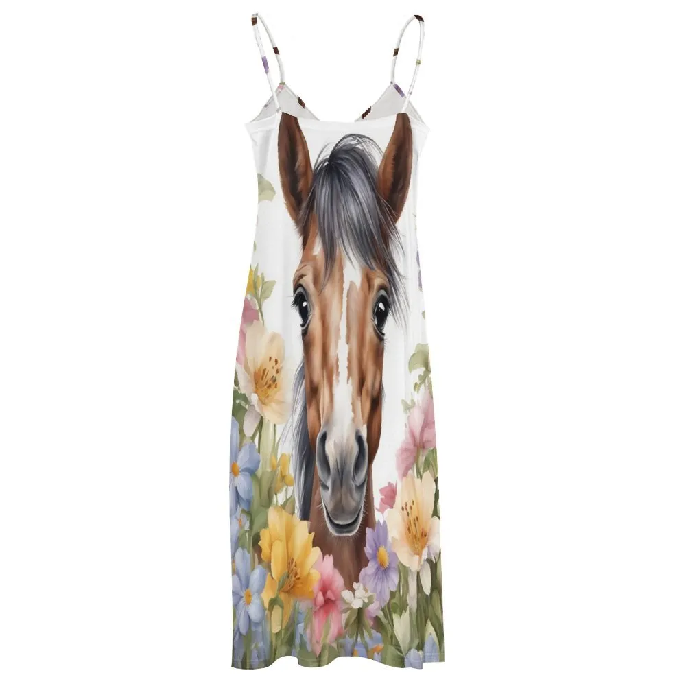 Horse Spaghetti Strap Ankle-Length Dress Long dress