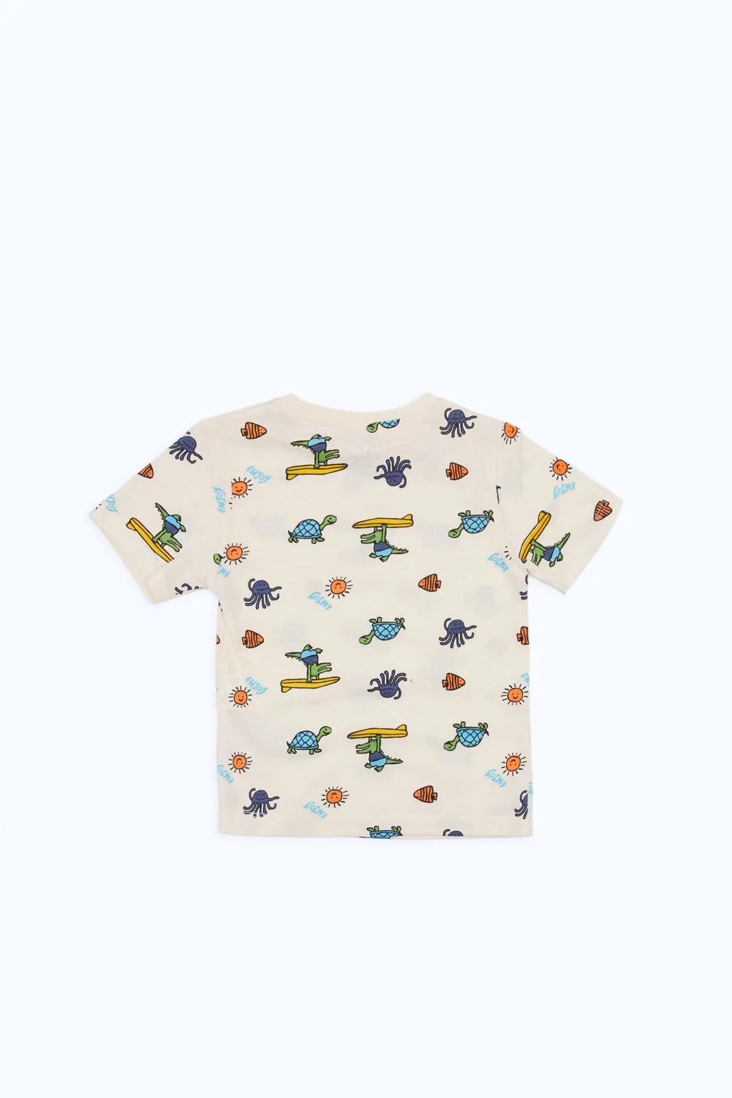 Infant Boys Beige Printed T-Shirt