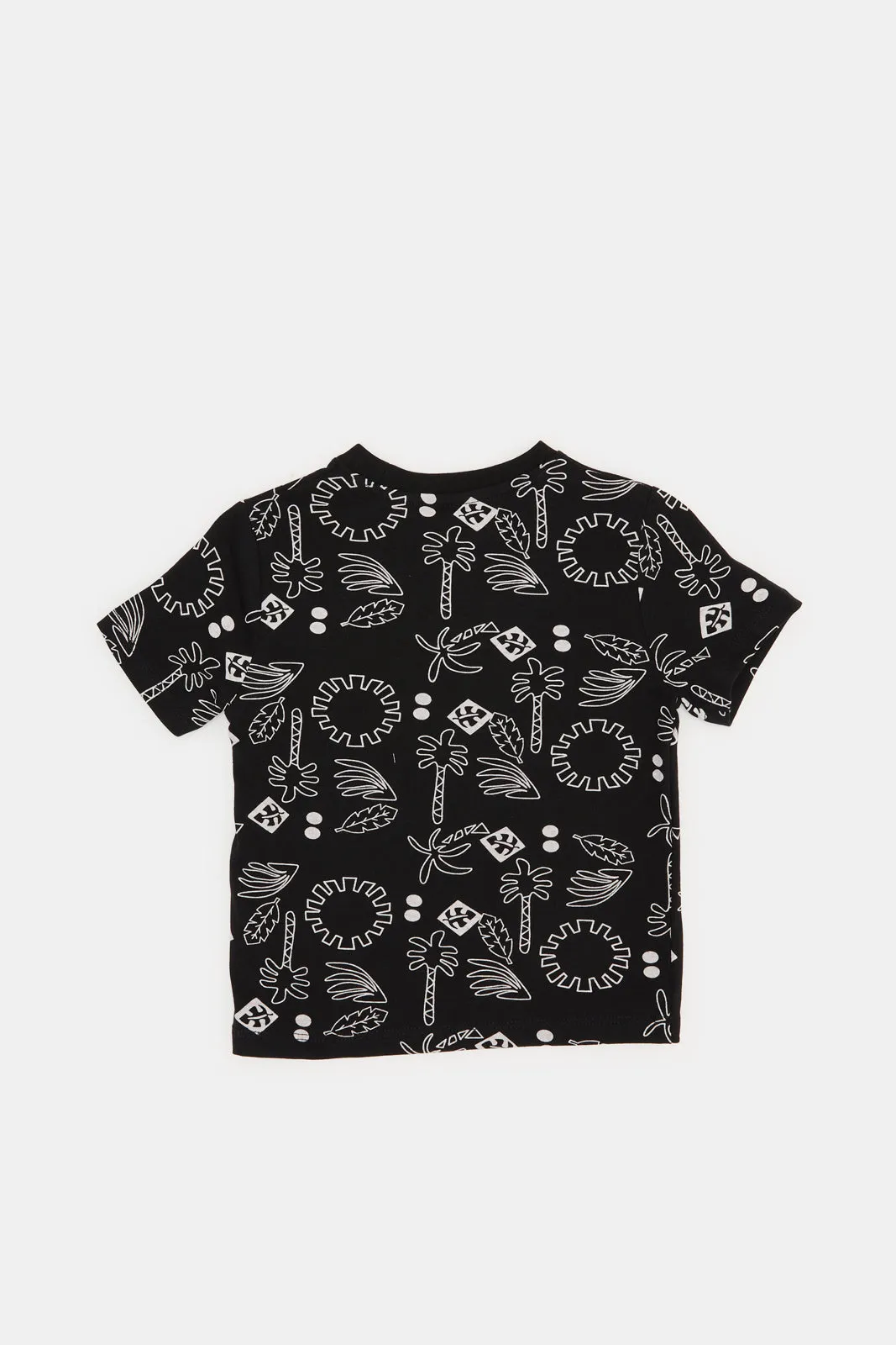 Infant Boys Black Palm Printed T-Shirt