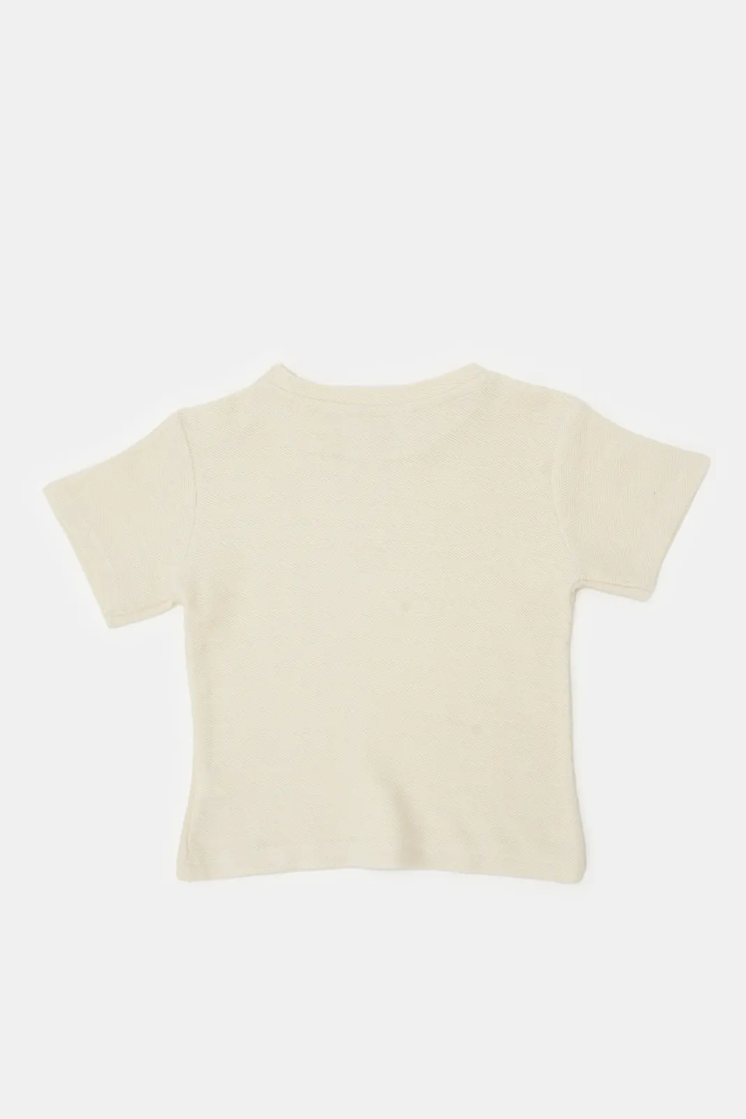 Infant Boys Cream Jacquard T-Shirt