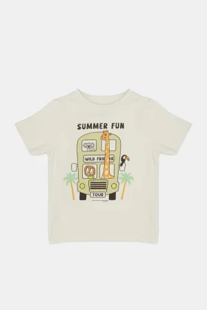 Infant Boys Cream Summer Fun Print T-Shirt