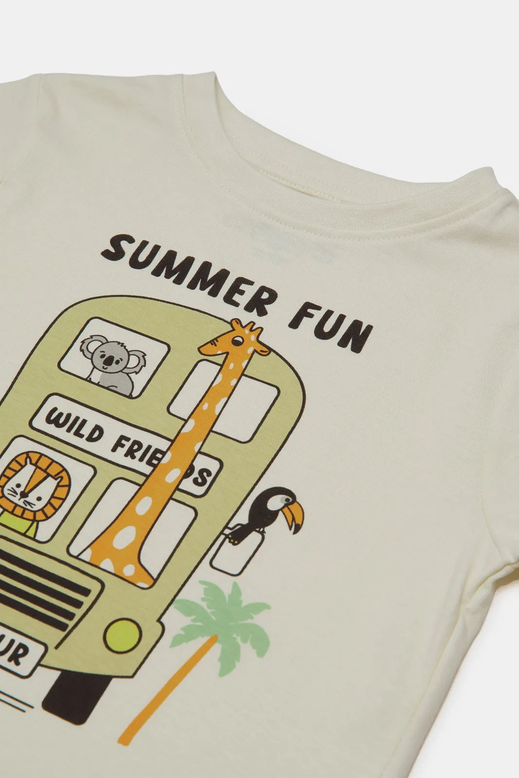 Infant Boys Cream Summer Fun Print T-Shirt