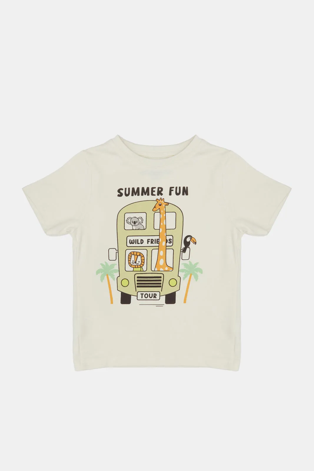 Infant Boys Cream Summer Fun Print T-Shirt