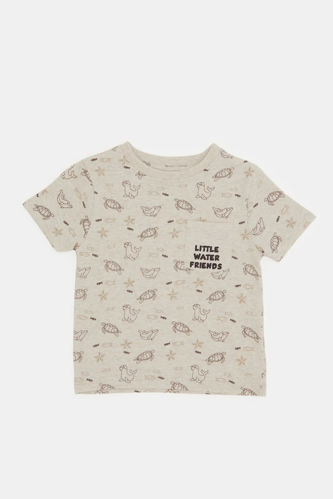 Infant Boys Ecru Printed T-Shirt