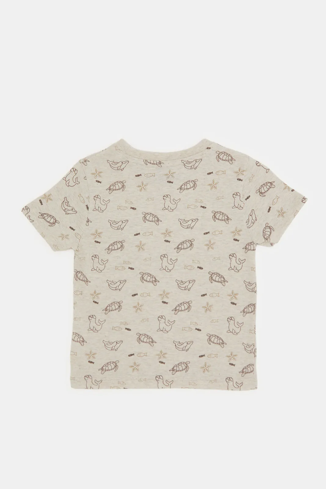 Infant Boys Ecru Printed T-Shirt