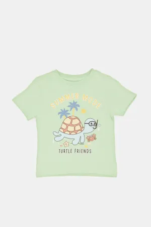 Infant Boys Green Turtle Print T-Shirt